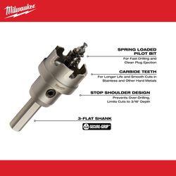 Milwaukee 1/4 in. Carbide Grit Brad/Pilot Point 1-1/8 in. L X 3/8 in. D Hole Cutter