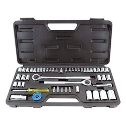 GreatNeck 1/4 & 3/8 & 1/2 in. drive Metric/SAE Socket and Ratchet Set 52 pc