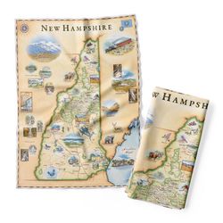 Xplorer Maps Multicolored Cotton New Hampshire Dish Towel