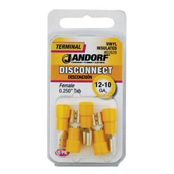 Jandorf 12-10 Ga. Insulated Wire Female Disconnect Yellow 5 pk