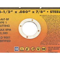 Forney 4-1/2 in. D X 7/8 in. X 0.08 in. thick Aluminum Oxide Metal Cut-Off Wheel 1 pc