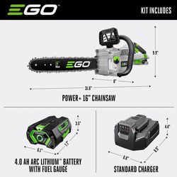 EGO POWER+ CS1613 16 in. 56 V Battery Chainsaw Kit (Battery & Charger) 3/8 in.