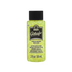 FolkArt Glitterific Glitter Yellow Neon Craft Paint Exterior and Interior 2 oz
