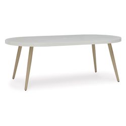 Signature Design by Ashley Seton Creek White Oval Stone Casual Dining Table