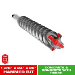 Diablo Rebar Demon 1-3/8 in. X 36 in. L Carbide Tipped Hammer Drill Bit SDS-Max Shank 1 pk