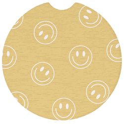 Sincere Surrounding Yellow Smiley Pattern Coaster Ceramic 1 pk
