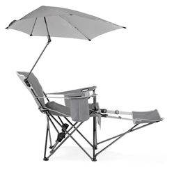 Sport-Brella 3-Position Gray Recliner Beach Chair