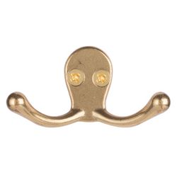 Ace 1-3/4 in. L Bright Brass Gold Brass Small Double Garment Hook 1 pk