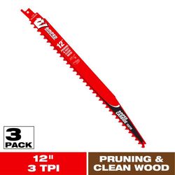 Diablo Amped Demo Demon 12 in. Carbide Tipped Reciprocating Saw Blade Set 3 TPI 3 pk