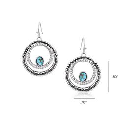 Montana Silversmiths Women's Enchanted Soul Hoop Silver/Turquoise Earrings