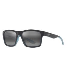 Maui Jim The Flats Sunglasses Unisex Black w/Teal Stripes Frame Neutral Gray Lens Polarized