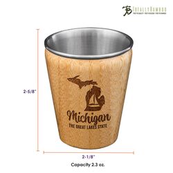 Totally Bamboo 2 oz Brown/Silver Stainless Steel/Wood Michigan Shot Glass
