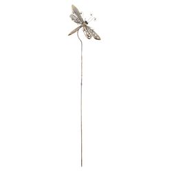 Zingz & Thingz Silver Iron 39.25 in. H X 8.25 in. L X 1.75 in. W Dragonfly Outdoor Garden Stake