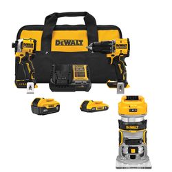 DEWALT 20V MAX 2-Tool Hammer Drill/Impact Combo Kit with DEWALT 20V MAX* XR Cordless Router