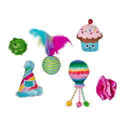 Pet Shop by Fringe Studio For Cat Assorted Plush Happy Purrth Day Cat Toy 1 pk