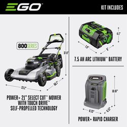 EGO Power+ 800 Series LM2135SP 21 in. 56 V Battery Self-Propelled Lawn Mower Kit (Battery & Charger) W/ 7.5 AH BATTERY