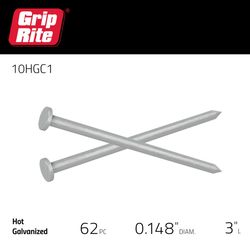 Grip-Rite 10D 3 in. Common Hot-Dipped Galvanized Steel Nail Flat Head 1 lb