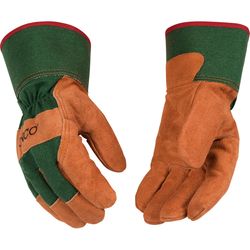 Kinco Men's Indoor/Outdoor Cowhide Work Gloves Brown/Green M 1 pair