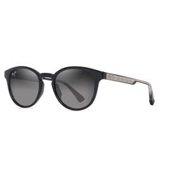 Maui Jim Hiehie Sunglasses Unisex Shiny Black w/Trans Light Gray Frame Neutral Gray Lens Polarized
