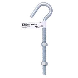 Hampton Medium Zinc-Plated Silver Steel 6 in. L Clothesline Bolt Hook 160 lb 1 pk