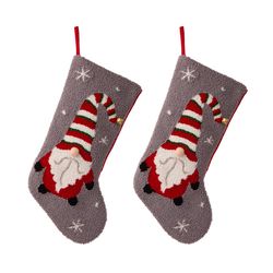 Glitzhome Multicolored Gnome Christmas Stocking 18.5 in.