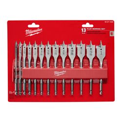 Milwaukee Assorted in. High Carbon Steel Flat Boring Bit Set Hex Shank 13 pc