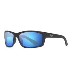 Maui Jim Kanaio Coast Sunglasses Unisex Matte Translucent Blue Black Stripe Frame Blue Hawaii Lens P