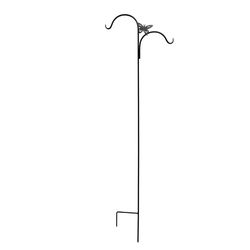 Living Accents Black Steel 84 in. H Double Crook with Butterfly Plant Hook 1 pk