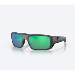 Costa Fantail Sunglasses Men's Matte Grey Frame Green Mirror 580G Lens Polarized