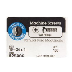 HILLMAN No. 10-24 Ga. X 1 in. L Phillips Oval Head Steel Machine Screws 100 pk