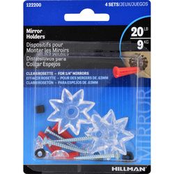 HILLMAN Plastic Coated Clear Heavy Duty Mirror Holder 20 lb 1 pk