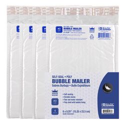 Bazic Products 6 in. W X 9.25 in. L No. 0 White Poly Bubble Mailer 4 pk