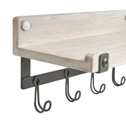 Spectrum 4.5 in. H X 9 in. L White Wash/ Industrial Gray Steel/Wood Wall Mount Hook Station