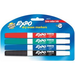EXPO Low Odor Assorted Color Dry Erase Markers 4 pk