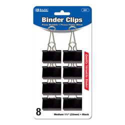 Bazic Products Medium Black/Silver Binder Clips 8 pk