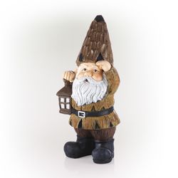 Alpine Polyresin Brown 16 in. Garden Gnome Statue