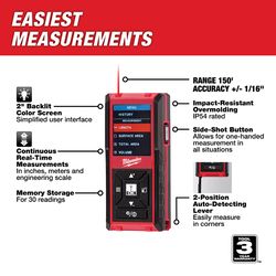 Milwaukee 4.2 in. L X 1.9 in. W Laser Distance Meter 150 ft. Red 1 pc