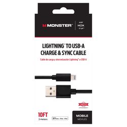 Monster Just Hook It Up Lightning to USB-A Charge and Sync Cable 10 ft. Black