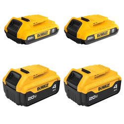 DeWalt 20V MAX DCB324-4 Lithium-Ion 2Ah and 4Ah Battery 4 pc