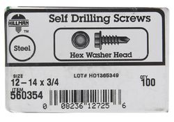 HILLMAN No. 12 Ga. X 3/4 in. L Hex Hex Washer Head Sheet Metal Screws 100 pk
