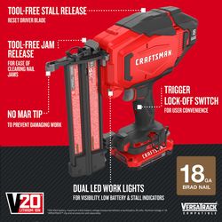 CRAFTSMAN V20 18 Ga. Brad Nailer Kit