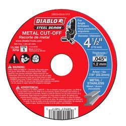 Diablo Steel Demon 4-1/2 in. D X 7/8 in. X 0.045 in. thick Steel Metal Cut-Off Disc 1 pc
