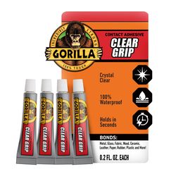 Gorilla Clear Grip High Strength Clear Contact Adhesive 4 pk