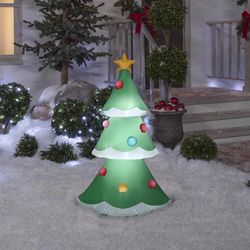 Gemmy Airblown Inflatable Christmas Tree with Snowy Layers 48 in. Inflatable
