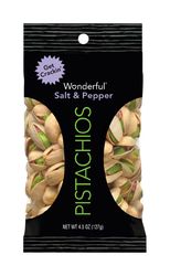 Wonderful SALT AND PEPPER Pistachios 4.5 oz Pegged