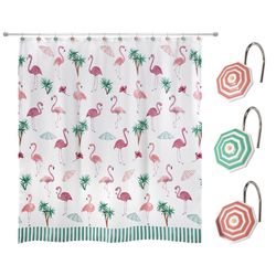 Avanti Linens 72 in. H X 72 in. W Multicolored Flamingo Paradise Shower Curtain W/Hooks Polyester