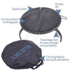 Blue Sky Outdoor Living 22 in. W Steel Round Wood Fire Pit