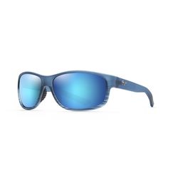 Maui Jim Kaiwi Channel Sunglasses Unisex Blue Black Stripe Frame Blue Hawaii Lens Polarized