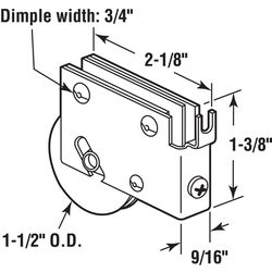 Prime-Line 1-1/2 in. D X 0.56 in. L Nylon/Steel Roller Assembly 1 pk