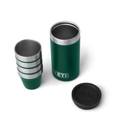 YETI Rambler 1.7 oz Black Forest Green Stainless Steel Packable Shot Glass Set